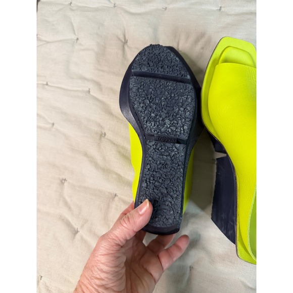 Trippen Sham Slide  Wedge Sandal 37 Neon Green Chunky Avant-Garde Maximalist Y2K - Picture 6 of 11